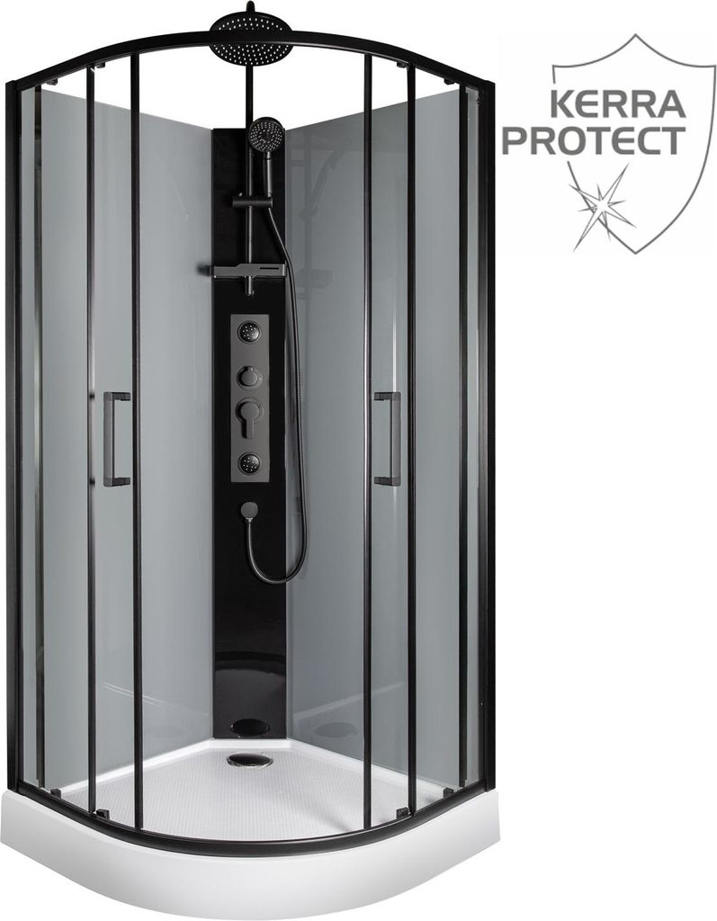 Kerra | Sprchový kout Wega - 90X90 cm - černý - hydromasáž Obrázek produktu 