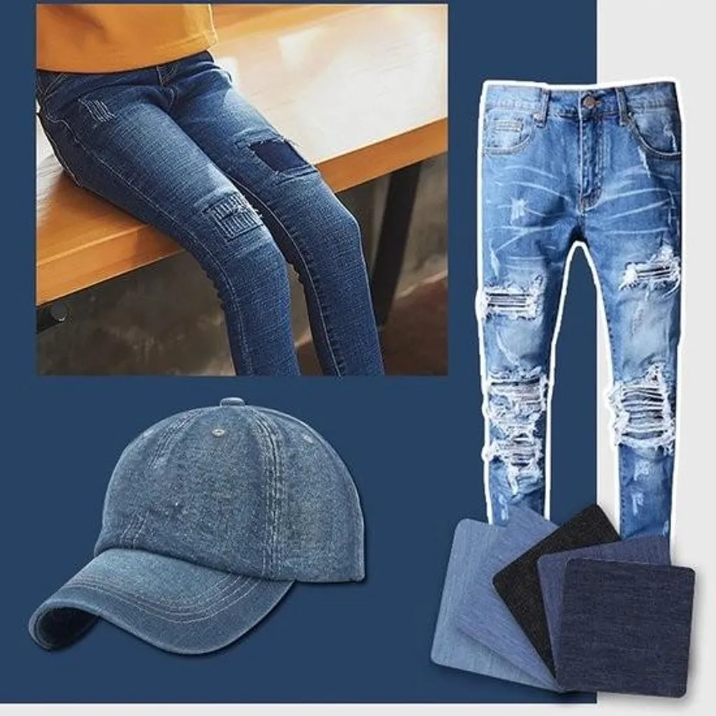 25 Patchs Thermocollants pour Jeans Denim Bleu - Réparation Coudes Genoux