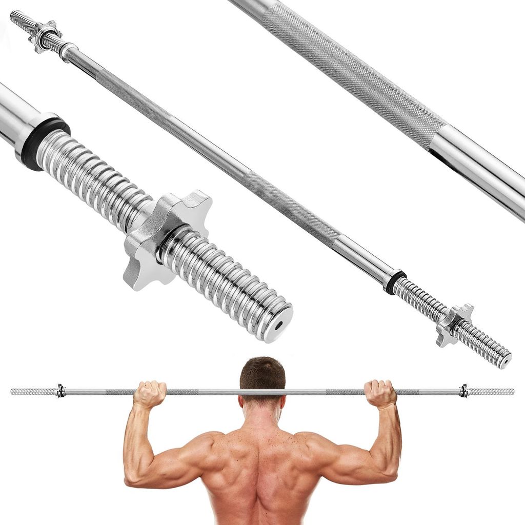 Gymtek Langhantelstange Hantelstange - 150 cm Länge, Ø 27 mm - Hantel Stange für Krafttrainging, Home Gym, Fitness - inkl. Sternverschlüssen