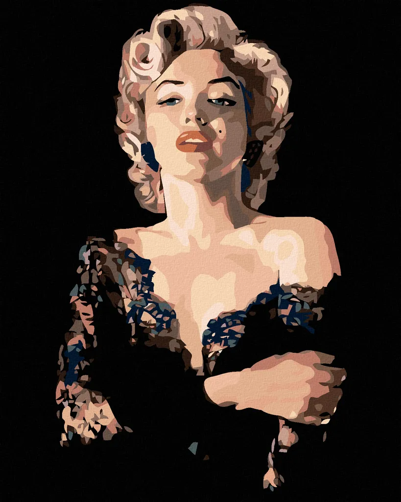 Zuty - Pittura con diamanti - MARILYN IN ABITO NERO, 40x50 cm, tela tesa su telaio