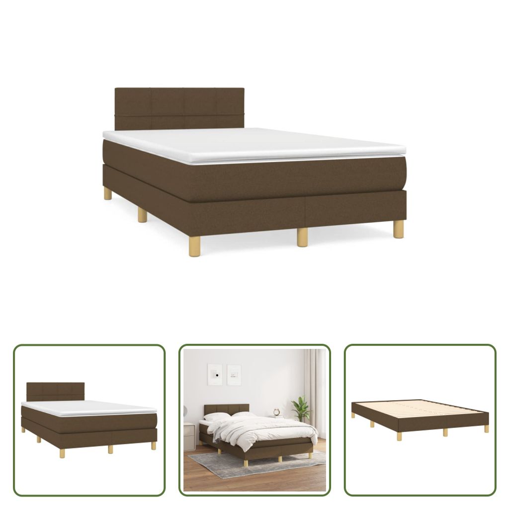The Living Store Boxspringbett mit Matratze Dunkelbraun 120x190 cm Stoff