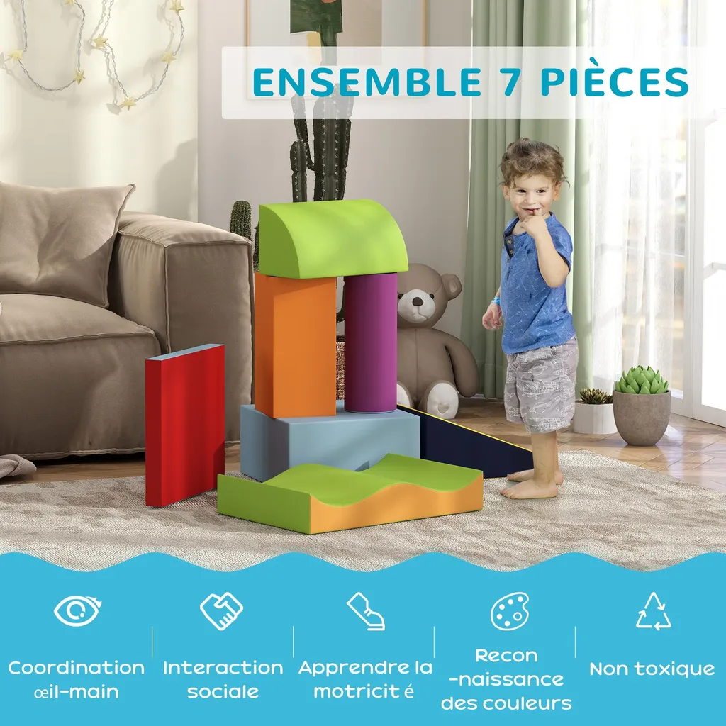 Module de Motricité Mousse Bébé 7 Pièces - Parcours Éveil Ludique