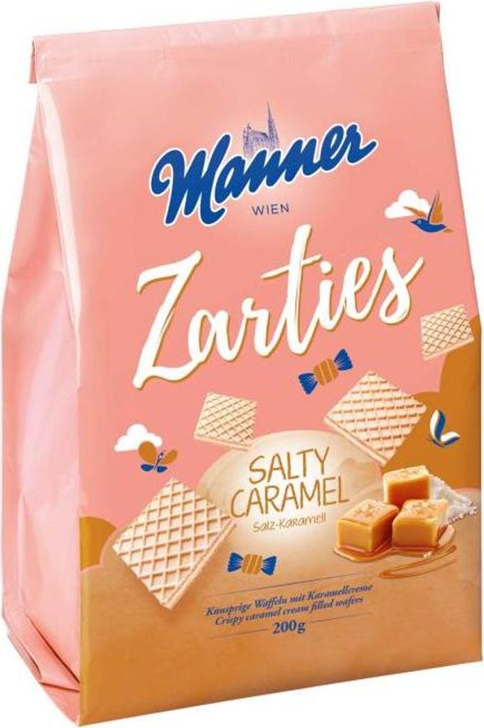 Manner Zarties Salty Caramel knusprige Waffeln mit Karamell Produktbild 