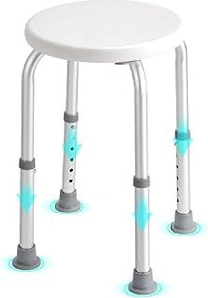 VEVOR sgabello da doccia sedia da doccia 355-480 mm regolabile in altezza, sgabello da bagno sedile da bagno 136,1 kg capacità di carico, sgabello da doccia stabile ausilio da bagno struttura in lega di alluminio, sedile da doccia sgabello da bagno bianco