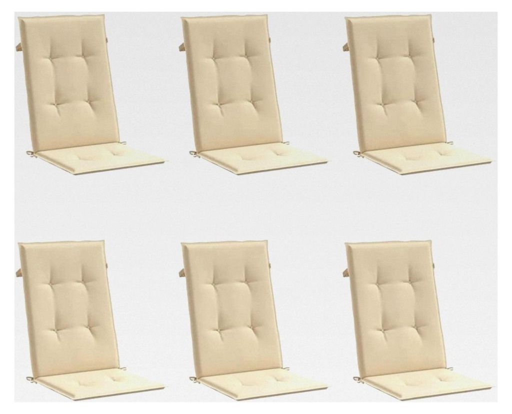 Hochlehner Gartenstuhlauflagen 6 STK., Sitzkissen für Gartenstühle, UV-beständige Polsterauflagen, Beige Stoff