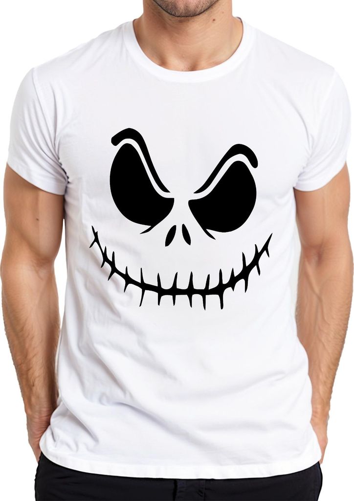 Jack Skellington Gesicht Nightmare before Christmas Weihnachten Herren T-Shirt, Weiß, 3XL