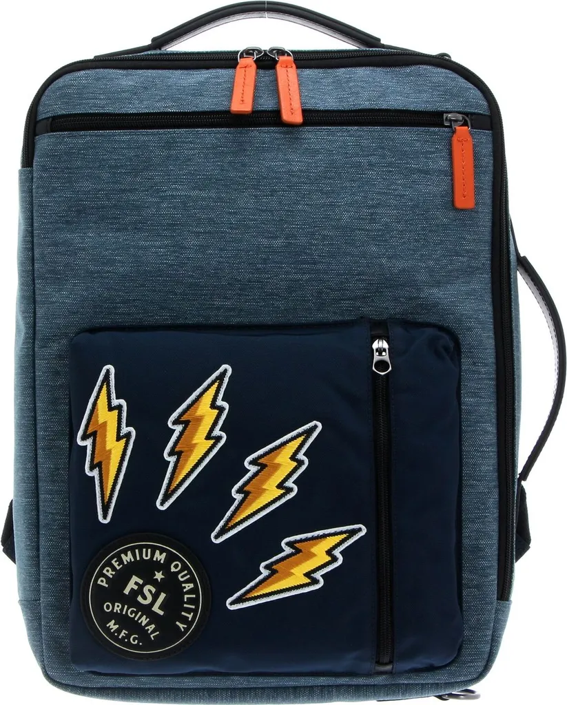 Fossil Buckner Sac à Dos Ordinateur Portable Bleu Multicolore en Toile