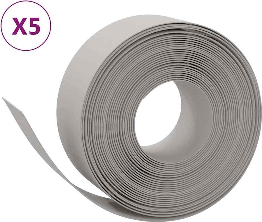 vidaXL Rasenkanten 5 Stk. Grau 10 m 20 cm Polyethylen
