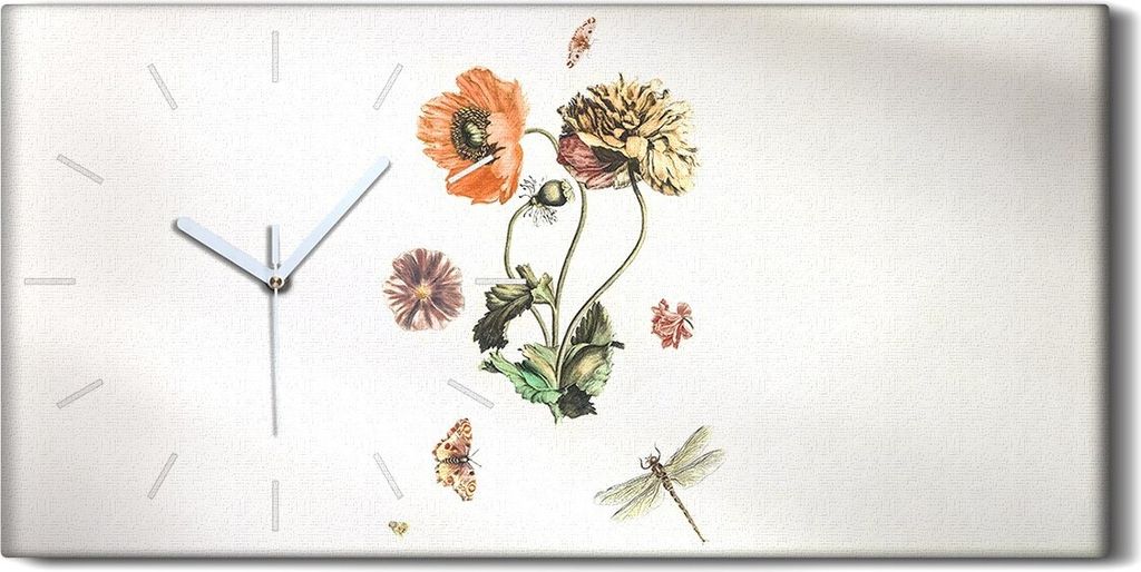 Wandbild Leinwand Bilder Wanduhr Geräuschlos 60x30 Gemälde Blumen Pflanzen Kunst - weiße Hände