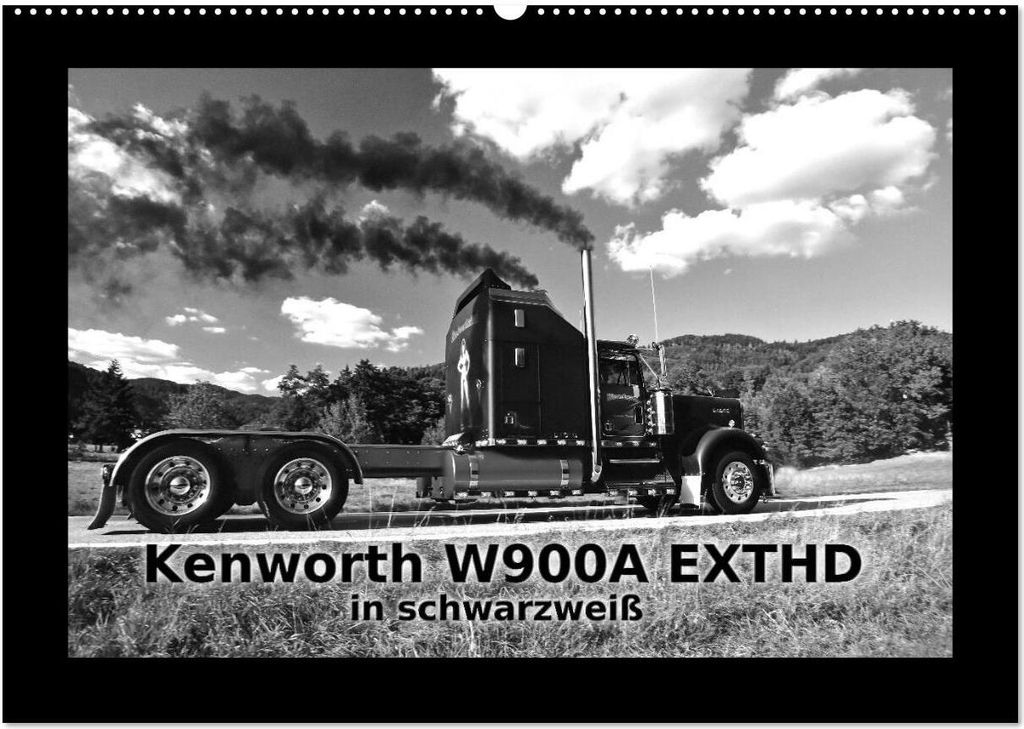 Kenworth W900A EXTHD - in schwarzweiß (Wandkalender 2026 DIN A2 quer), CALVENDO Monatskalender