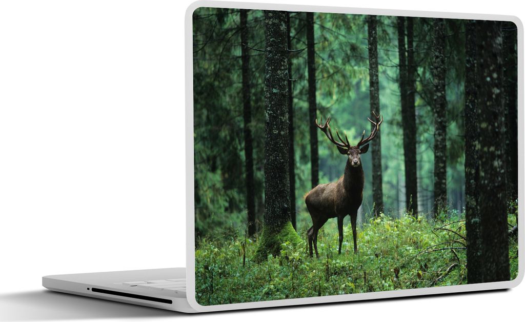 MuchoWow Laptop Aufkleber Sticker Cover Hirsche - Wald - Bäume - Tiere - Natur 31x22.5 cm - Laptop-Deko