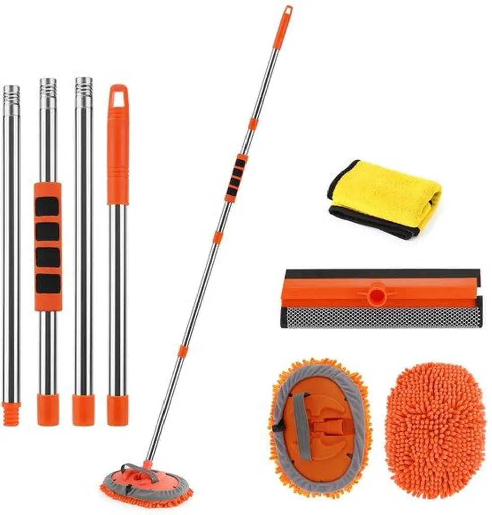 Lavage auto sans rayure : kit balai microfibre 62" avec tuyau long