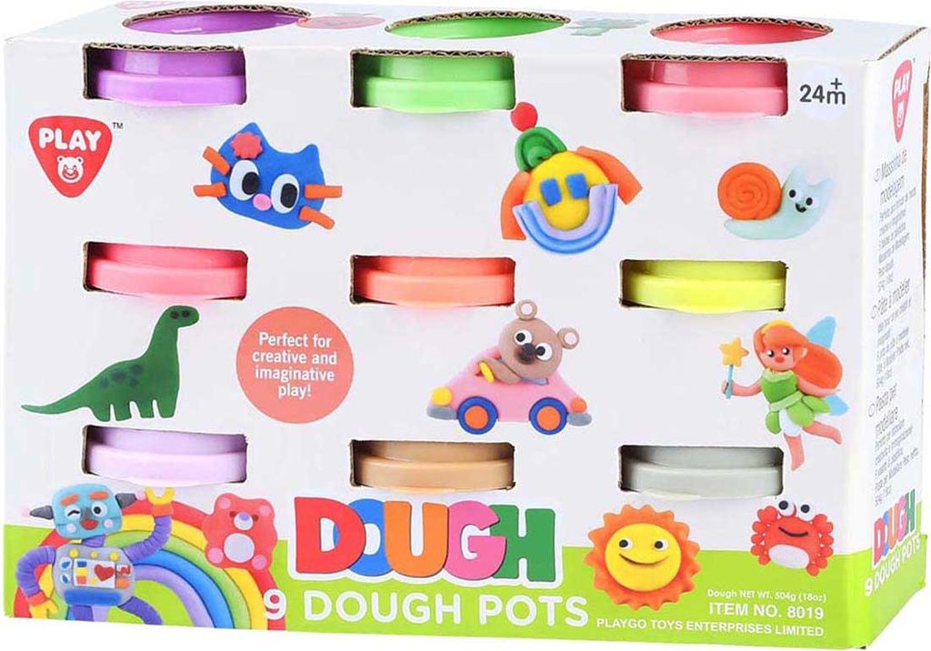 Playgo-Knetmasse 9 Neonfarben – 9 x 56 Gramm