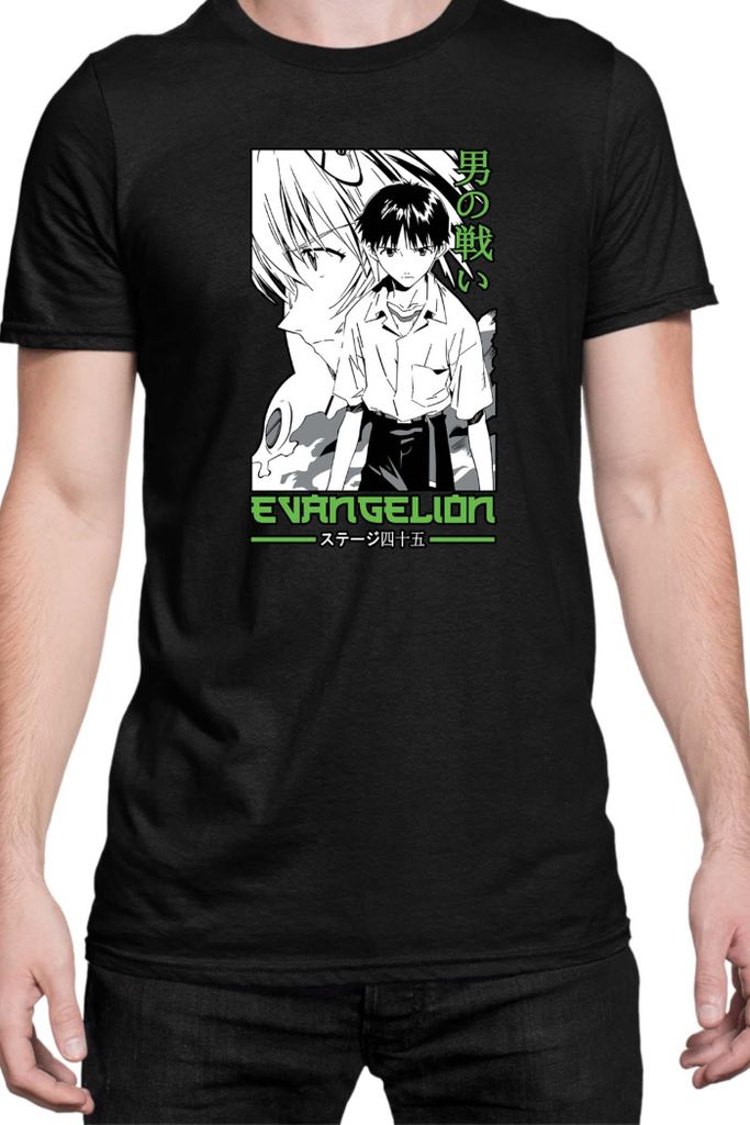 Herren T-Shirt Manga Japan Anime Comics Animation Neon Anime Genesis Manga Evangelion Ikari 40, Man 3XL / Schwarz