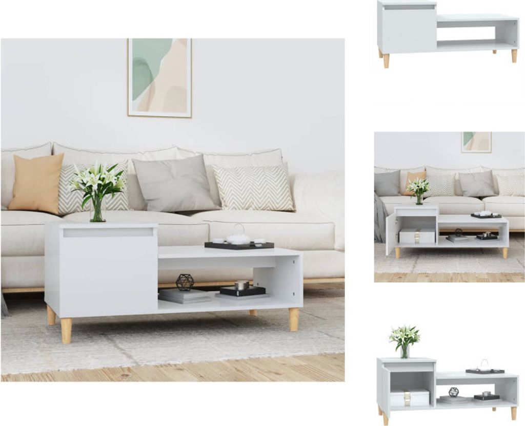 vidaXL Couchtisch Hochglanz-Weiß 100x50x45 cm Holzwerkstoff - Couchtische