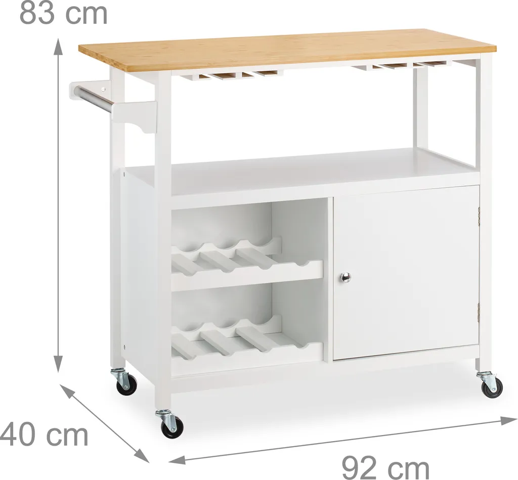 carrello da cucina relaxdays con portabottiglie e portabicchieri - 7