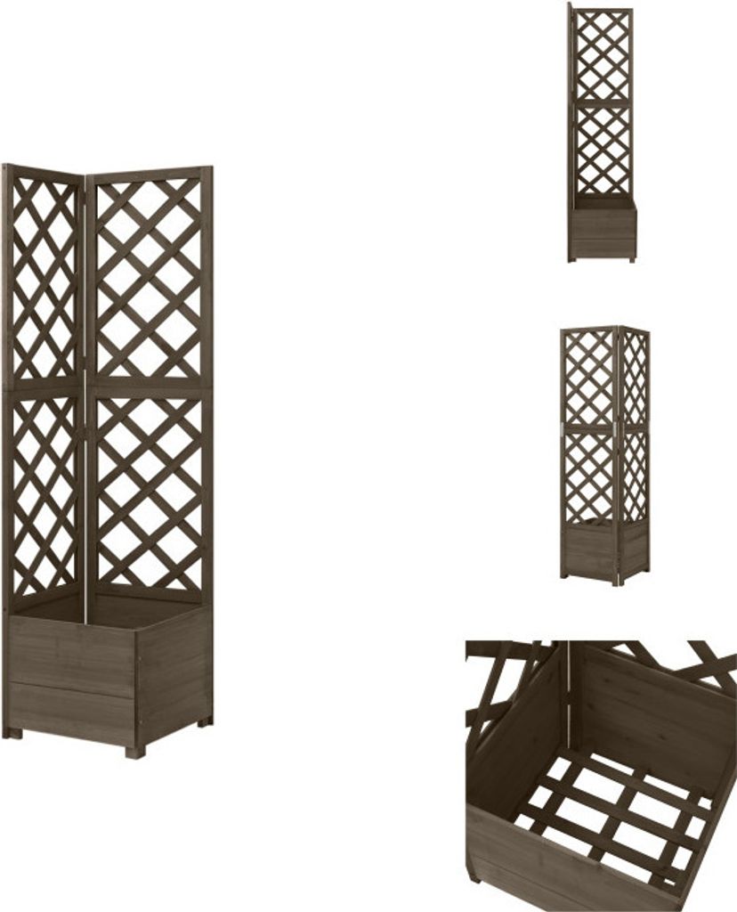 vidaXL Eck-Spalier mit Pflanzkasten Grau 40x40x150cm Massivholz Tanne - Blumentöpfe & Pflanzgefäße