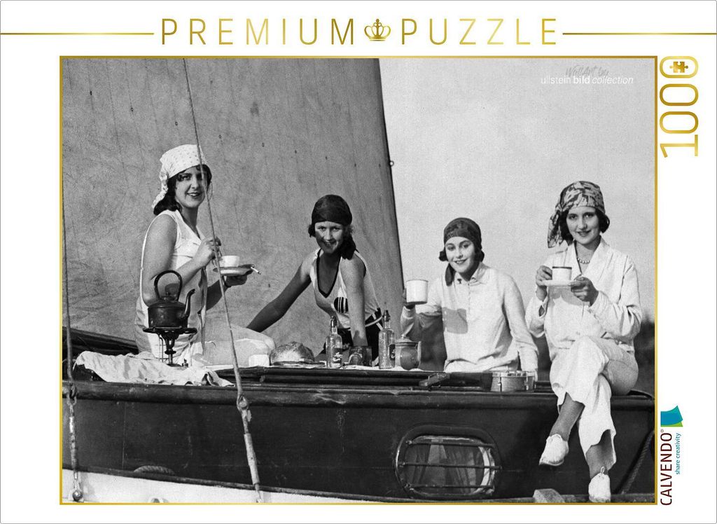 CALVENDO Puzzle Vier Frauen beim Kaffeetrinken auf einem Segelboot 1000 Teile Puzzle quer | 1000 Teile Lege-Größe 64x48cm Foto-Puzzle für glück...