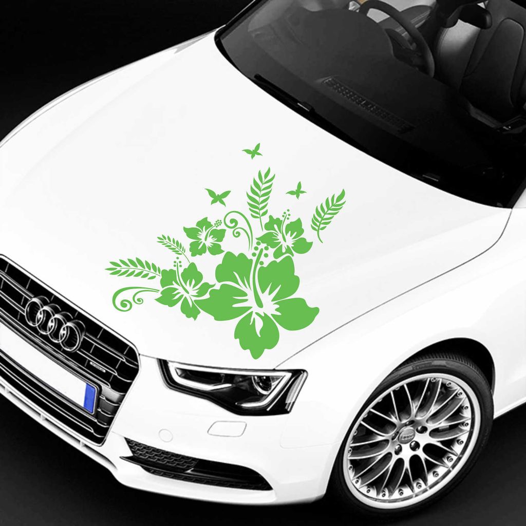Aufkleber - Autoaufkleber "Hibiskus Ranke Jessi" 58cm x 58cm lindgrün - Tuning Carystyling Heckscheibe Auto