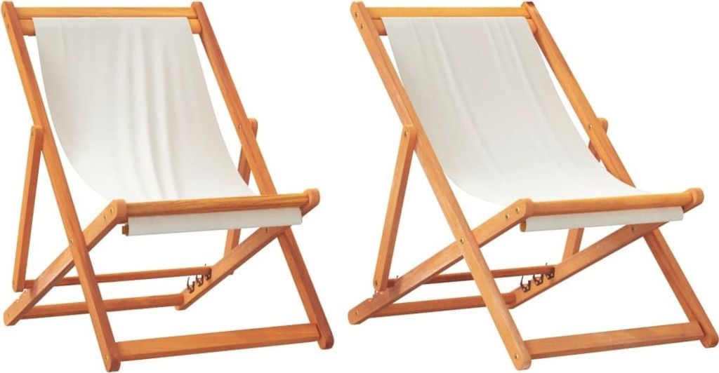 Klappbare Strandstühle 2 Stk. Cremeweiß Stoff