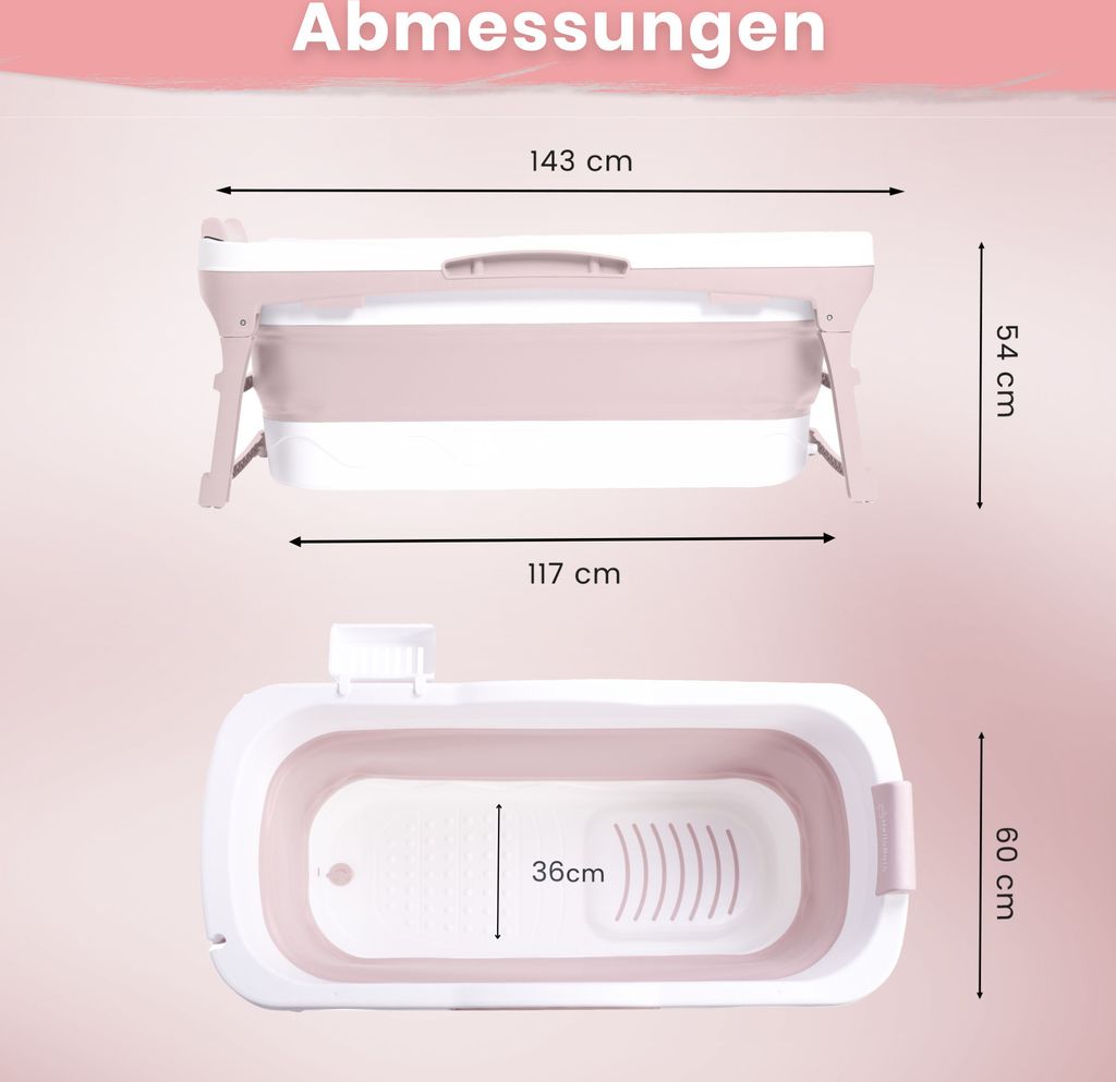HelloBath® Faltbare Badewanne für Erwachsene L, 143x60x54cm Produktbild 5