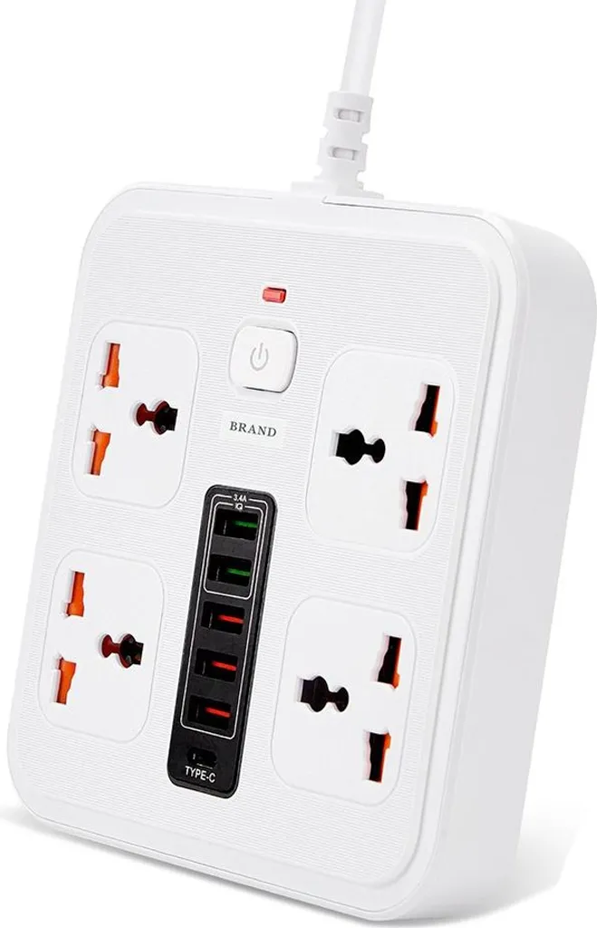 INF Multiprise Universelle 4 Prises avec USB et Type-C Blanche Anti-Surcharge