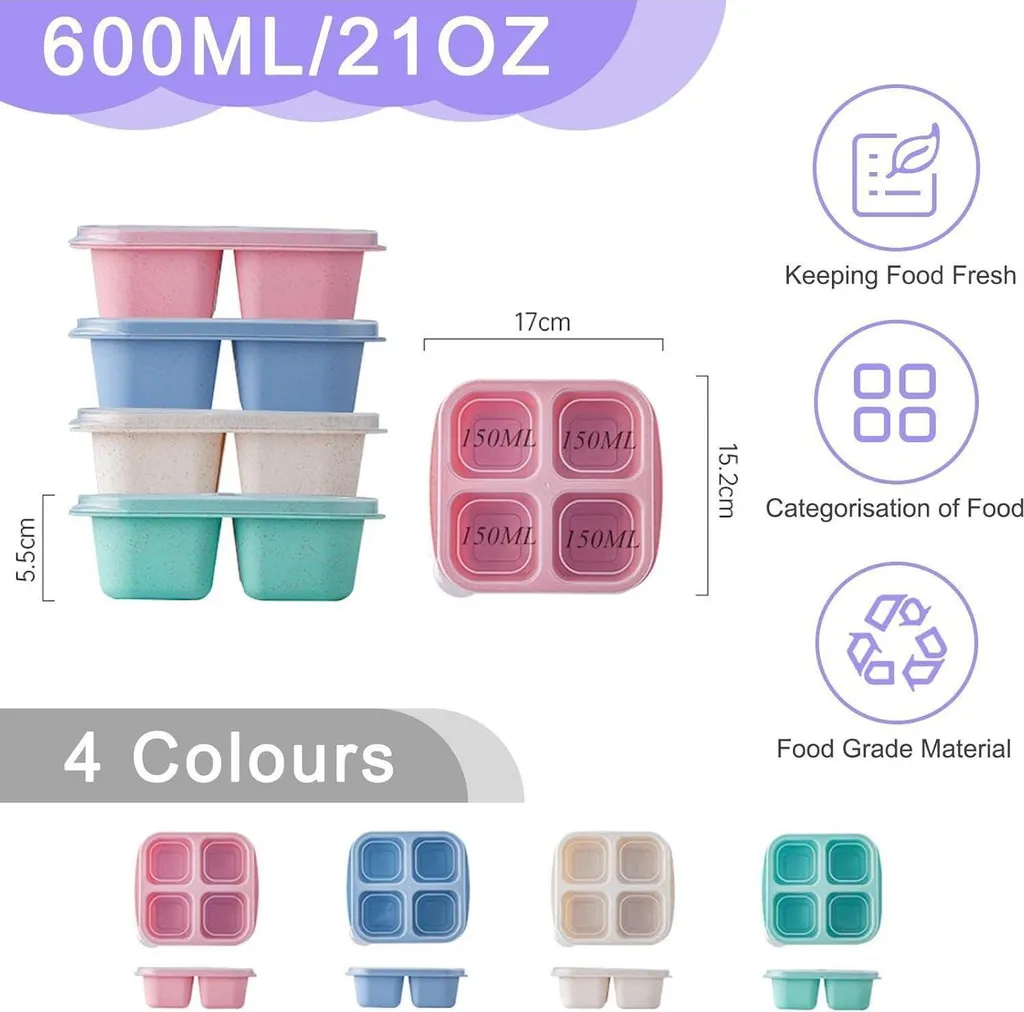 Boîte à goûter Bento pour enfant et adulte - Set de 4 lunch box 600ML - 2