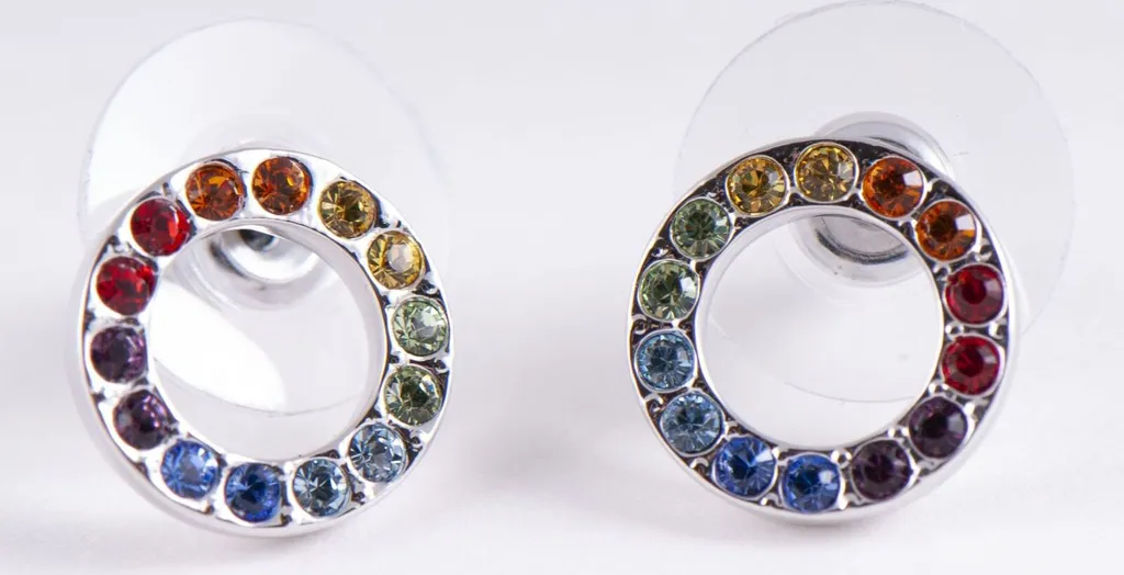 Boucles d'oreilles arc-en-ciel en argent 925 rhodié - Collection Iris