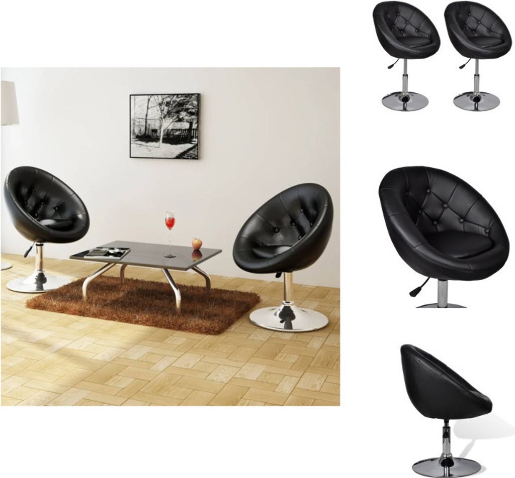 vidaXL Barhocker 2 Stk. Schwarz Kunstleder - Barhocker