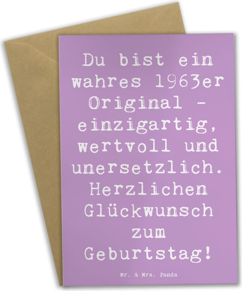 Mr. & Mrs. Panda Grußkarte Spruch 1963 Geburtstag - Lavendeltraum - Geschenk, glückwunschkarten, Glückwunsch, unersetzlich, Jubiläum, feiern, E...