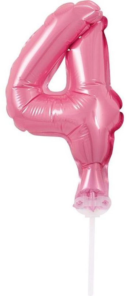 Decorazione per torta mini palloncini in foil rosa numero 4 Immagine del prodotto 