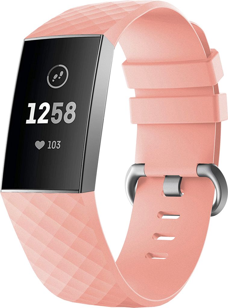 Für Fitbit Charge 3 / 4 weiches Armband Ersatzband Silikon Sport Watch Fitness ROSA Ersatz Armbandgröße L