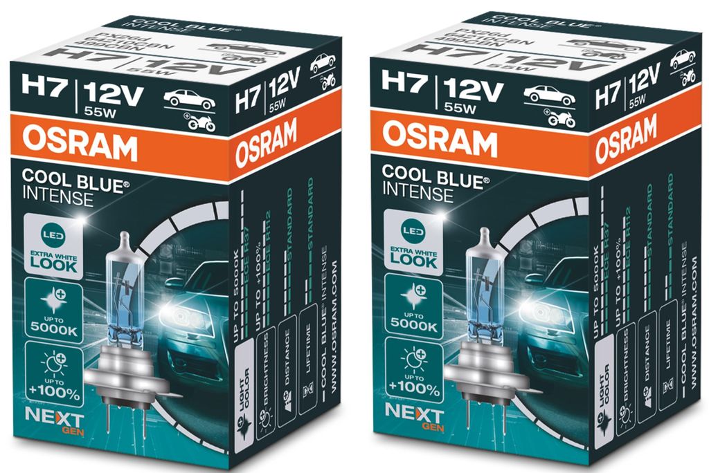 2x H7 55W OSRAM COOL BLUE INTENSE NEXT GENERATION Lampe Scheinwerfer – Produktansicht