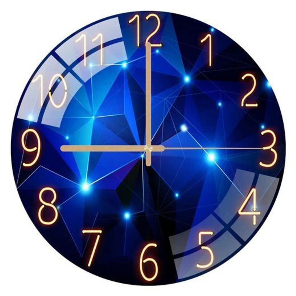 Wanduhr Uhr aus Glas 30cm Lautlos Nicht Tickend Dekorative Runde (für Wohnzimmer Küche Schlafzimmer Flur Büro (Dunkelblau)
