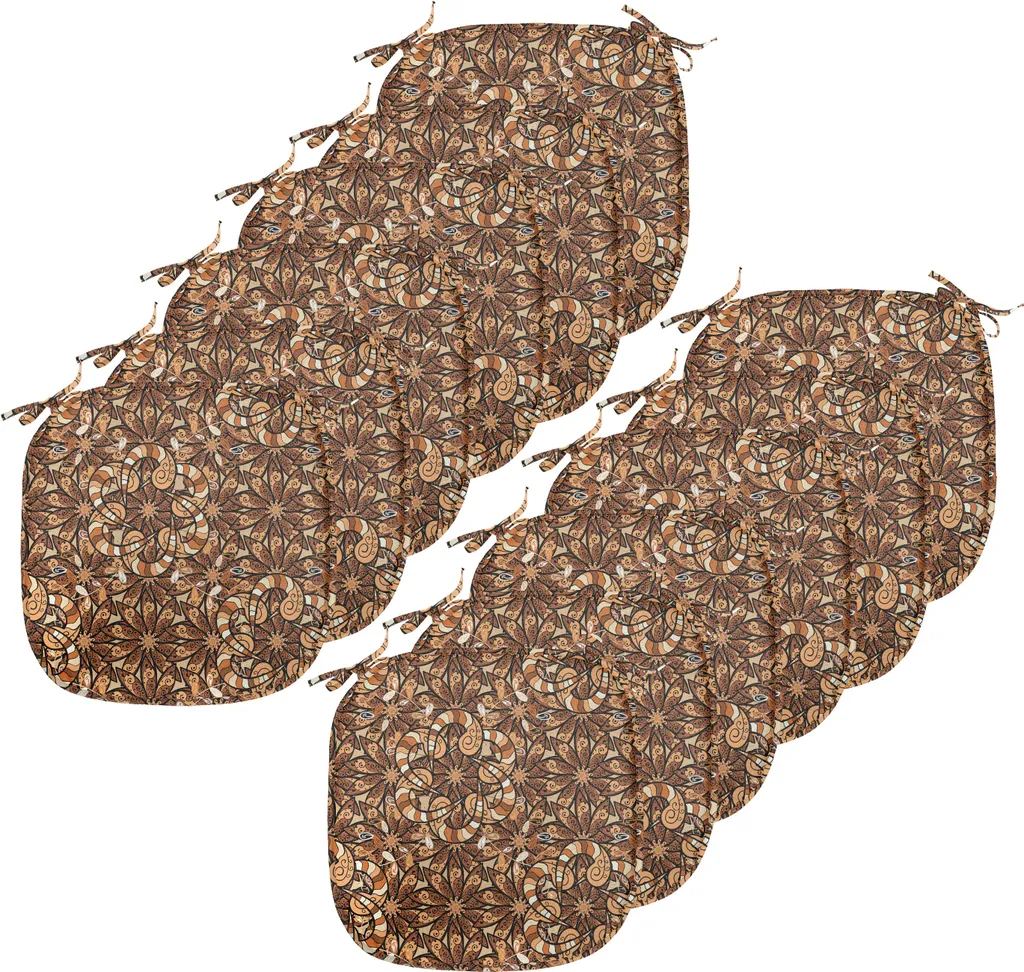 ABAKUHAUS imbottitura asiatica per sedie da sala da pranzo, spirali floreali, cuscino decorativo impermeabile con cinturini per sedie da cucina, 40 cm x 40 cm - confezione da 12, marrone chiaro, marrone chiaro, beige - 1