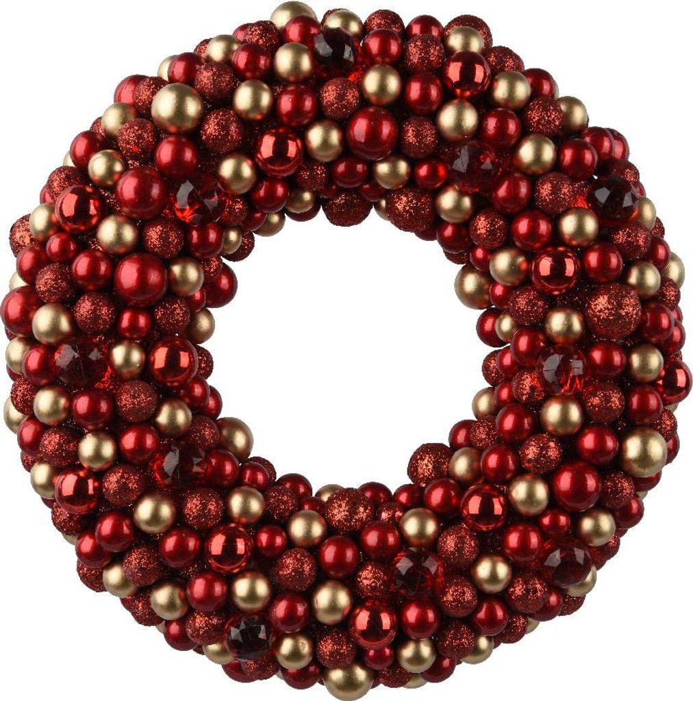 Adventskranz Rot Gold Kugelkranz Weihnachtsdeko Ø33cm