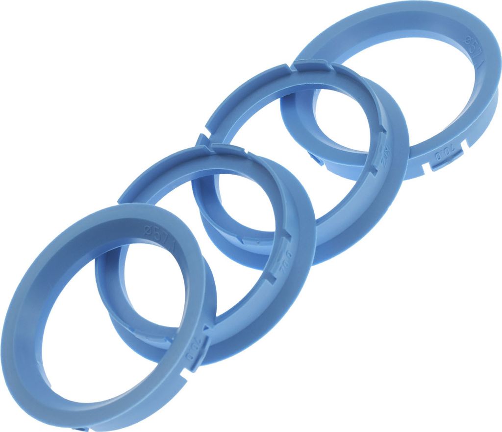 4x Zentrierringe 70,0 x 57,1 mm Hellblau Felgen Ringe  Produktbild 