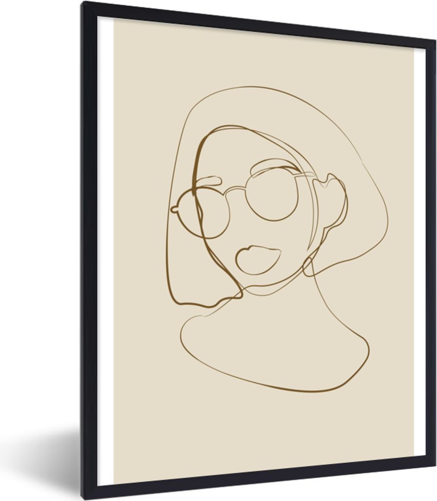 MuchoWow Gerahmtes Poster Frau - Linienkunst - Minimalismus 60x80 cm - Poster mit Schwarzem Bilderrahmen Wandposter Rahmen Foto Bilder - Premium ...