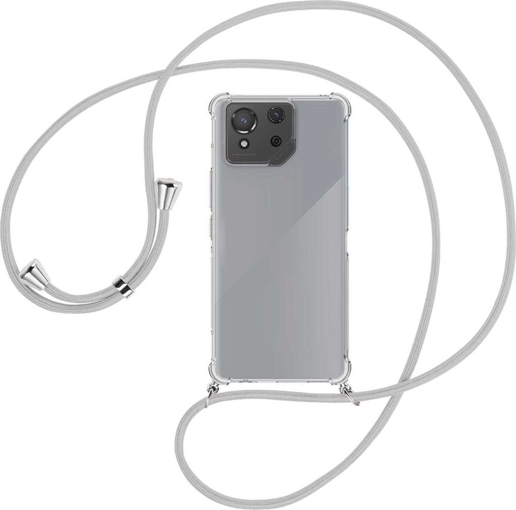 Handykette Backcover-Schutzhülle mit Band (Metall silberfarben) für Asus ROG Phone 8 - silbergrau