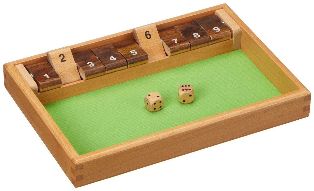 Shut The Box 9er Würfelspiel aus Holz, für Kinder ab 6 Jahre