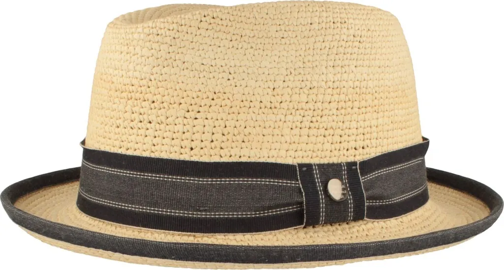 Chapeau Panama Player Crochet Hut Breiter avec Ruban en Jean Bleu