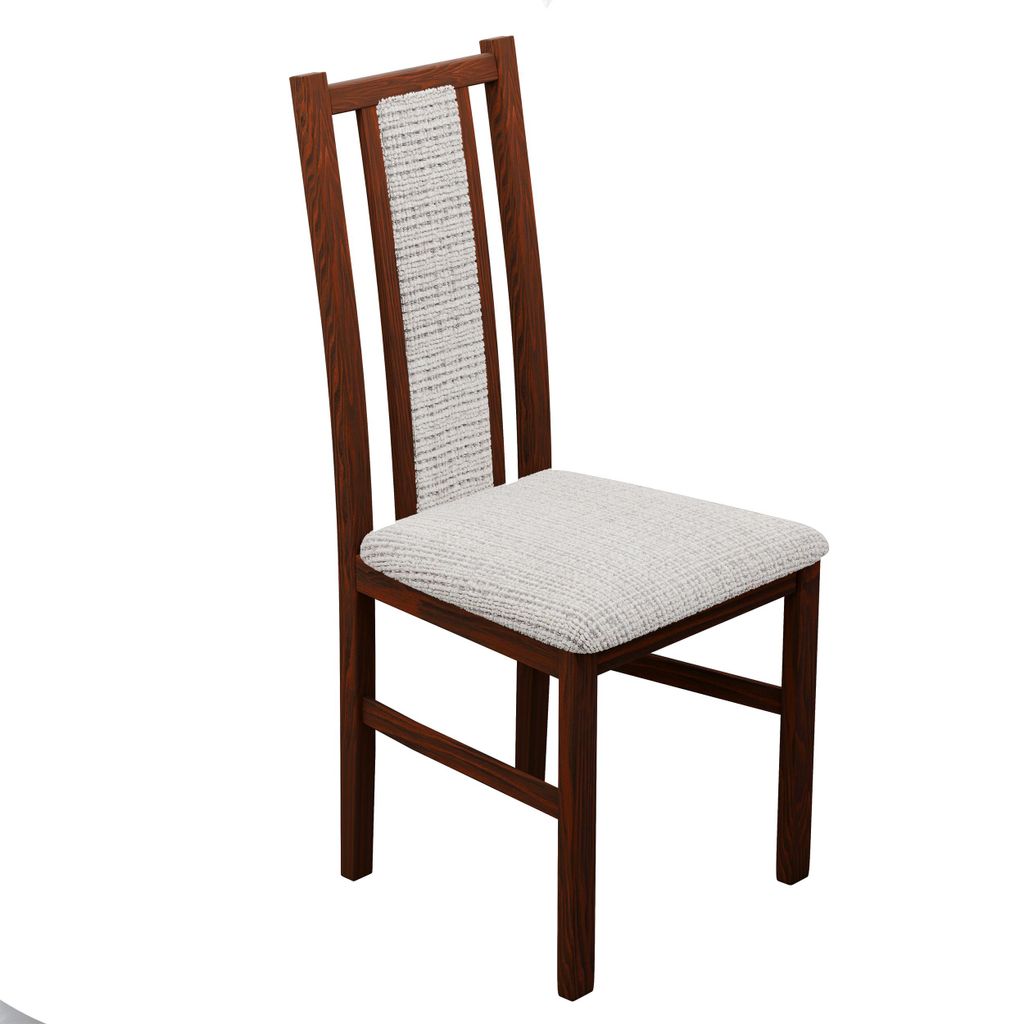 Gepolstertes Esszimmerstuhl TANO Stuhl Esszimmer Beige Polstersessel Küchenstuhl Samtbezug Nussbaum Essstühl Cremona 02