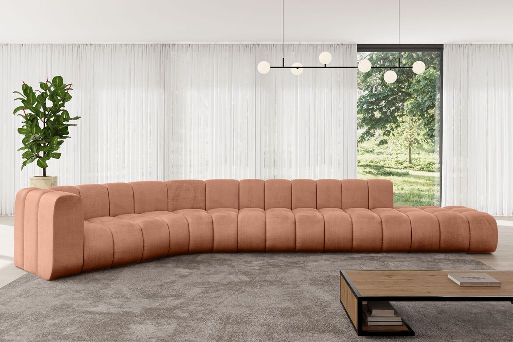 ALTDECOR Modulares Sofa Ecksofa in L-Form - Tilmo-L2 - 490x194x70 cm Apricot - Corner modular Sofa Eckcouch Couch Wohnlandschaft Cauchsofa Bodensof...