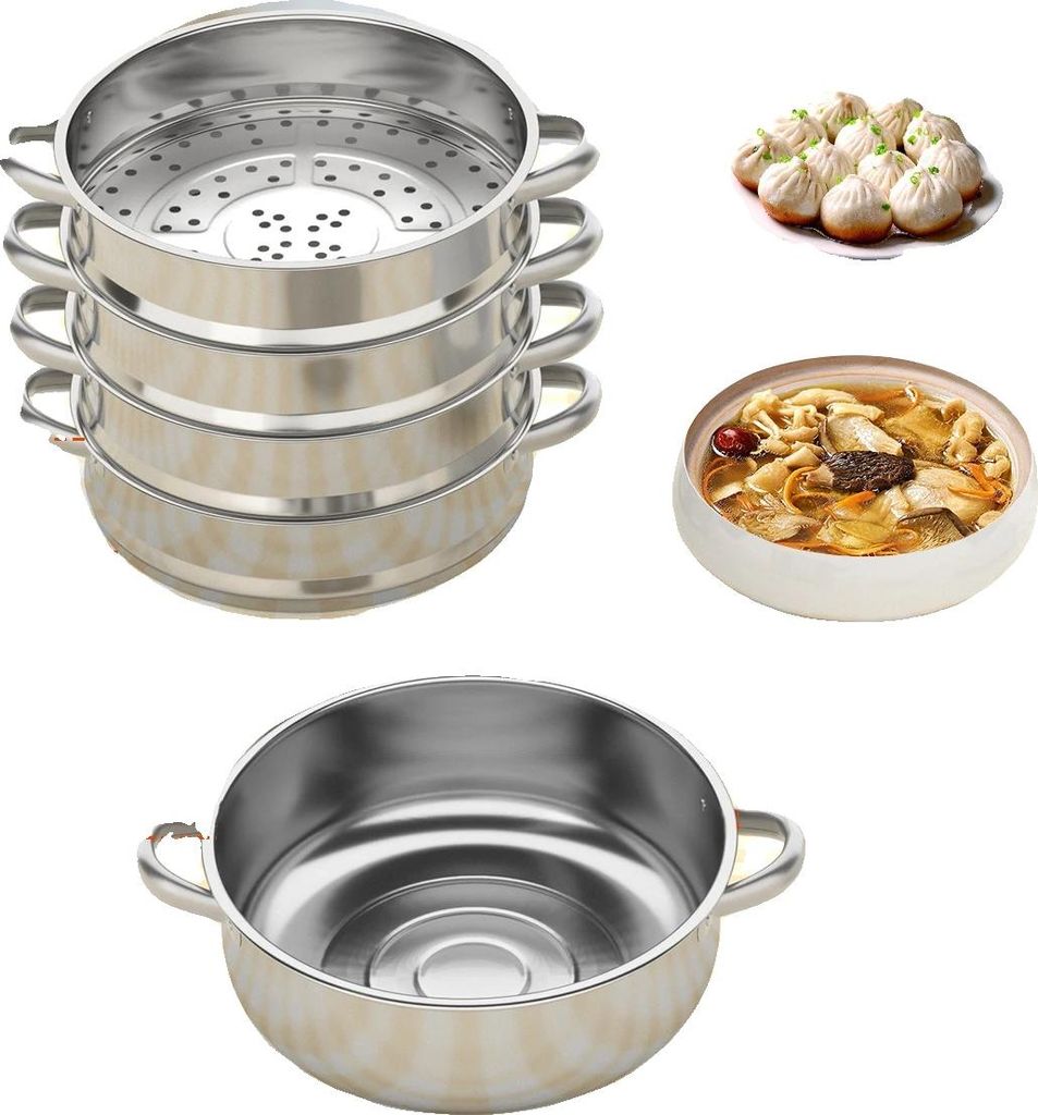 Parní hrnec, nerezová ocel, 5 pater, průměr 30 cm, vhodný Obrázek produktu 