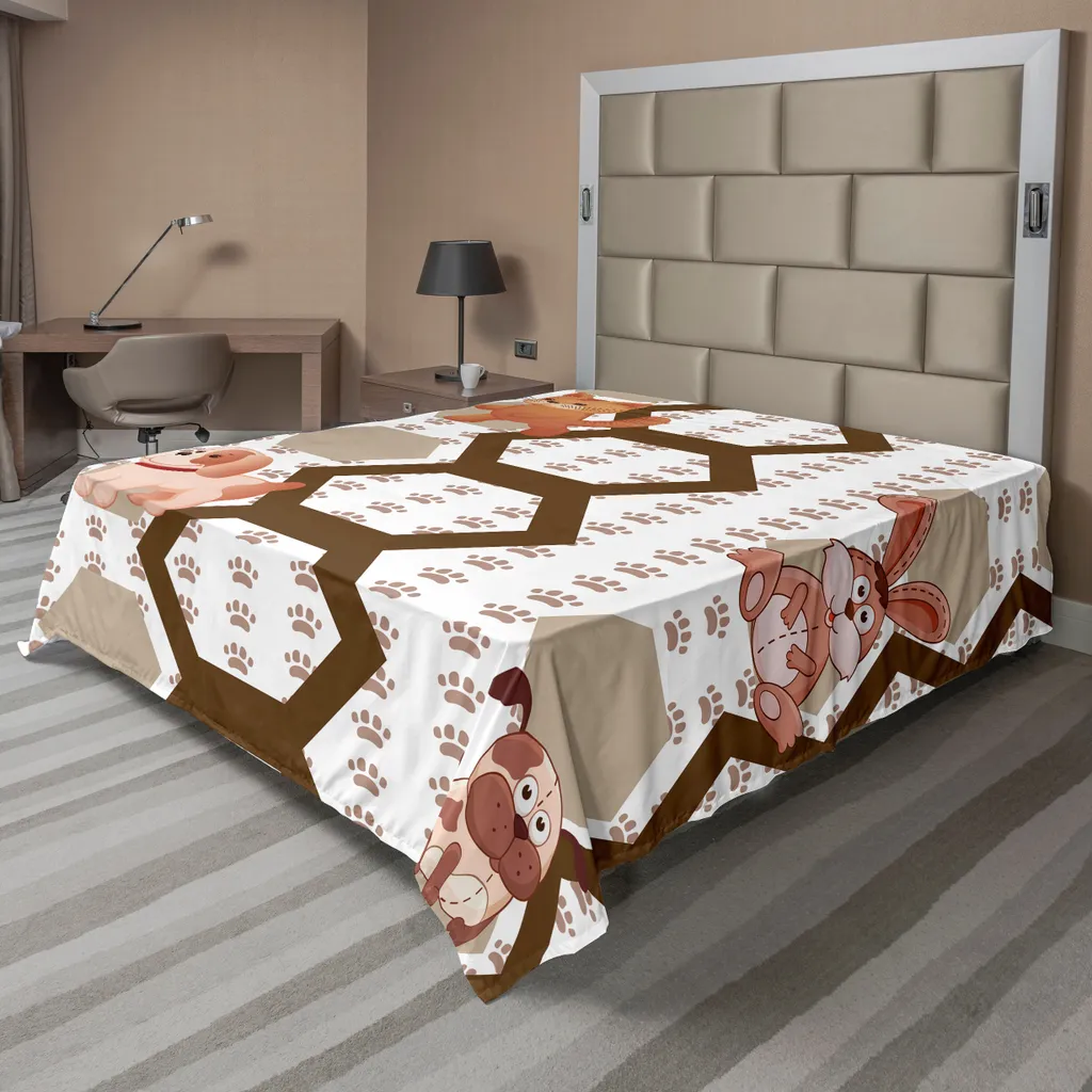 Drap de Lit Enfant Anti-Plis Facile à Nettoyer Motif Animaux 275x260 cm