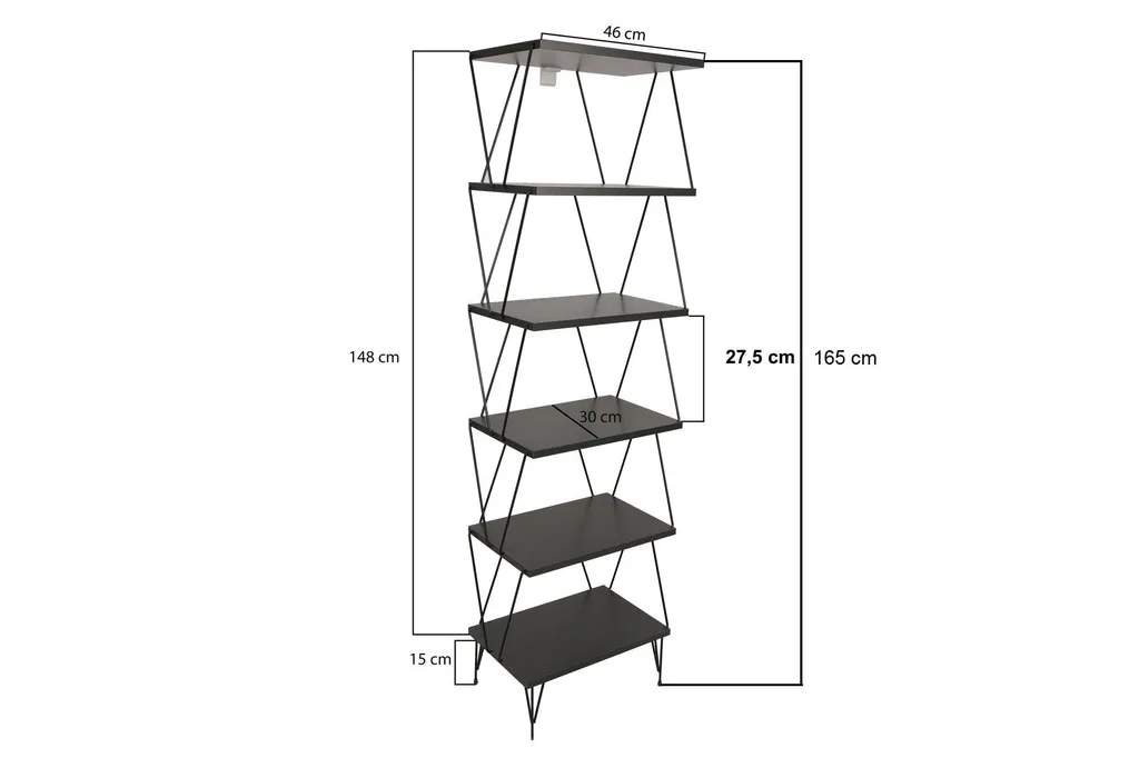 Bibliothèque Skye Decor Balaban KLN Anthracite 165x48x31cm Design Chic