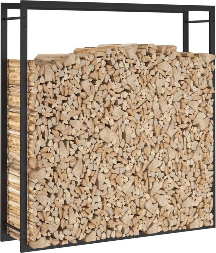 Stojan na krbové drevo matný čierny 110x28x116 cm oceľ Obrázok produktu 