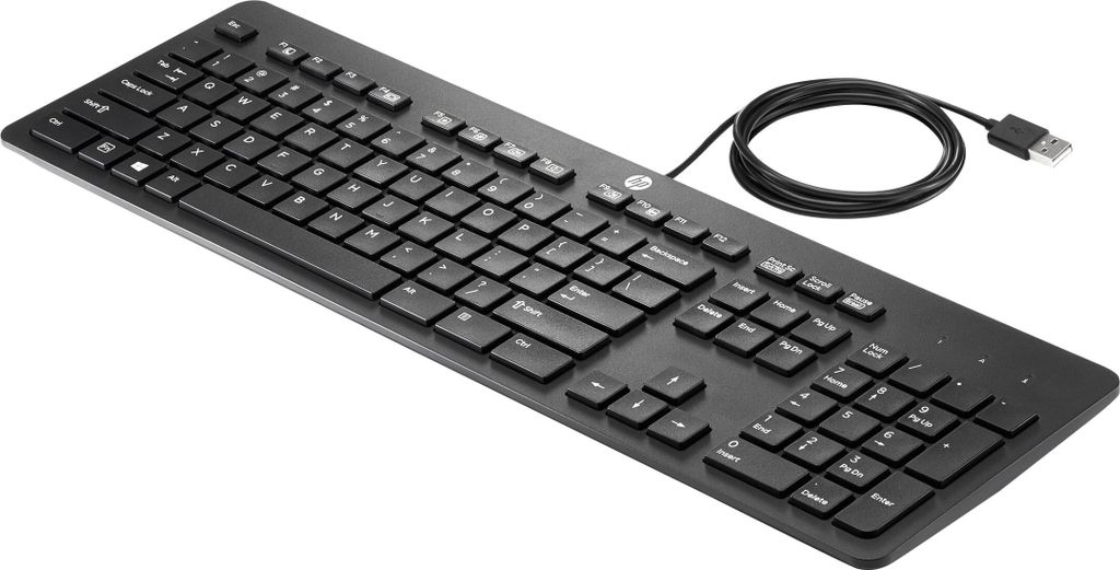 HP USB Business Slim Keyboard, Volle Größe (100%), Kabelgebunden, USB, Schwarz