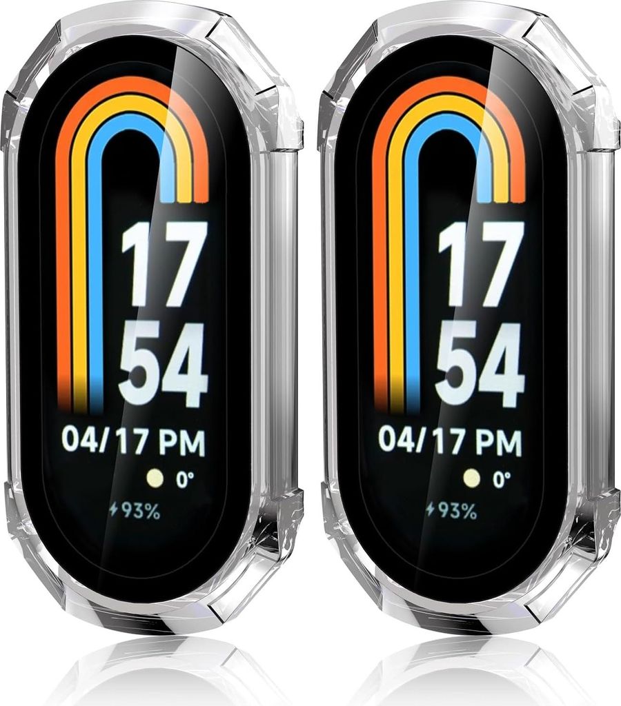 Simpeak 2-Stück Schutzhülle Kompatibel für Xiaomi Mi Band 8, PC Harte Hülle mit Panzerfolie, Schutz Zubehör für Mi Band 8, Kratzfest Gehäuse...