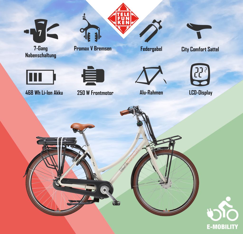 Telefunken E-Bike RT540 mit 7-Gang Shimano Nabenschaltung - Produktbild 5